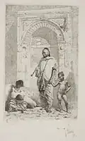 Familia marroquí, 1916,[nota 2]​ uno de los dieciocho grabados de Mariano Fortuny y Marsal donados en 1934 por su hijo Mariano Fortuny y Madrazo (Prado, Gabinete de Dibujos, Estampas y Fotografías).