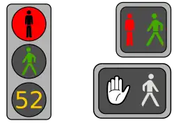 Diferentes tipos de semáforos peatonales.
