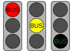 Diagrama de semáforo usado para autobuses en Francia.