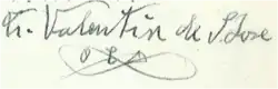 Firma de Fray Valentín de San José
