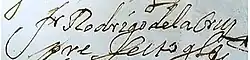 Fray Rodrigo de la Cruz tomada de: AHAG. Fondo Orden de Belén. Documentos constitutivos N 10. Exp. 8. Sig. 664