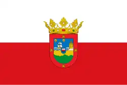 Bandera de Cantabria con el escudo de la antigua Diputación Provincial de Santander, empleada ocasionalmente de manera informal hasta la aprobación del escudo autonómico en 1984