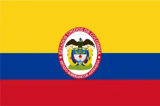 Bandera del Estado Soberano de Antioquia en 1863.