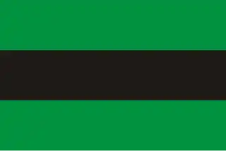 Bandera de la Unión Nacional Africana de Tanganica, (TANU). Fue la bandera nacional no oficial de Tanganica desde el 1 de mayo de 1961 hasta el 9 de diciembre de 1961.