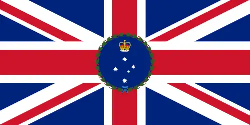 Estandarte del Gobernador de Victoria (1953-1984). Antes de 1953, una corona Tudor fue usada