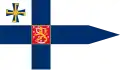 Bandera del presidente de Finlandia; incluye la Cruz de la Libertad de 3.ª clase en el cantón.