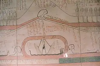 Detalle de los murales de la KV34, tumba de Tutmosis III.