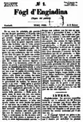 La publicación Fögl d'Engiadina de 1860.
