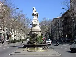 Fuente de Diana (1919), de Venancio Vallmitjana, Gran Vía con Roger de Lauria.