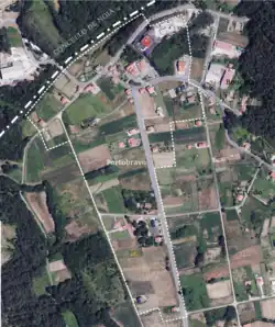 Ortofoto de Portobravo en 2014, con sus límites según ctatastro.