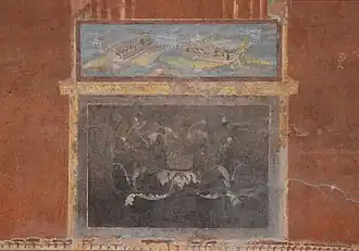 Fresco del pórtico que representa una naumaquia.