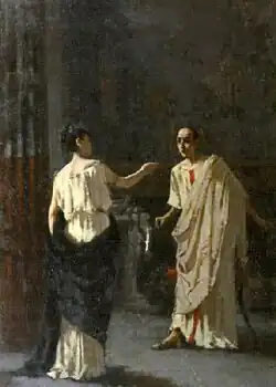 «Fulvia e Cicerone» Fulvia que se revela a Cicerone la la conjuración de Catilina (Filippini, 1879)