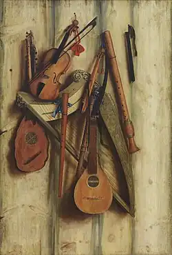 Tabique con instrumentos musicales (1672), Galería Nacional de Dinamarca, Copenhague