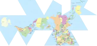 Mapa Dymaxion con países.