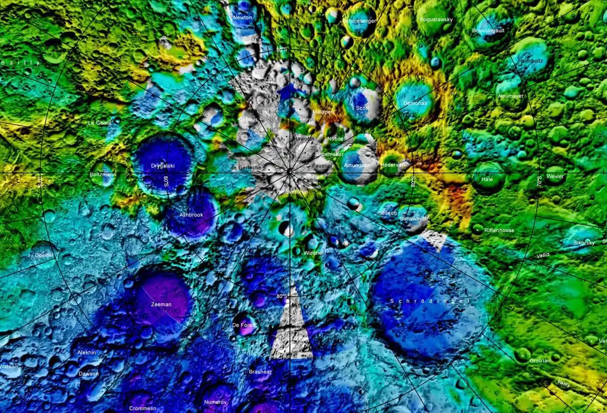 Localización de Hale, próxima al polo sur lunar