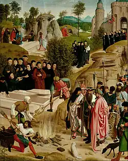 Leyenda de las reliquias de San Juan Bautista (1485), capilla de los caballeros de San Juan, Haarlem, de Geertgen tot Sint Jans.[4]​