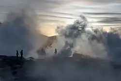 Vista de los géiseres en la reserva.