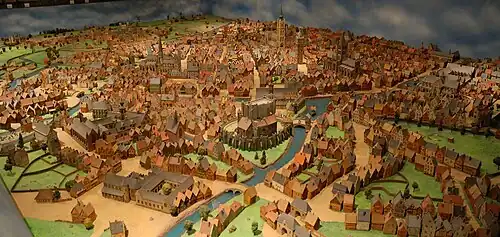 Maqueta de la antigua ciudad de Gante.
