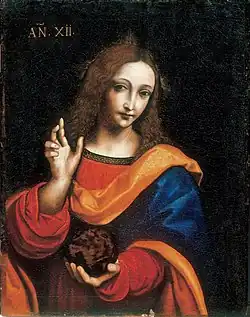 Gian Giacomo Caprotti, conocido como el Salaì, Cristo de joven como Salvator Mundi, Museo Ideale Leonardo da Vinci, Italia