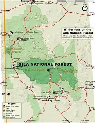 Mapa del bosque nacional Gila