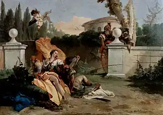 Giambattista Tiepolo, Rinaldo y Armida sorprendidos por Ubaldo y Carlo