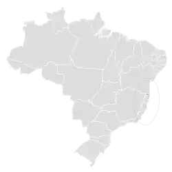 Distribución geográfica del ermitaño de Espírito Santo