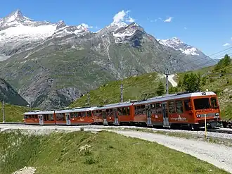 Unidades múltiples eléctricas del Gornergratbahn en Zermatt, Suiza