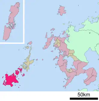 Localización de las islas en la prefectura de Nagasaki