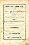 Portada de expediente judicial con tipografía clasicista (1828)