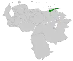 Distribución geográfica del ponchito de Sucre.