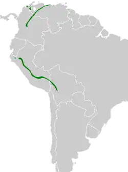 Distribución geográfica del ponchito pechicastaño.