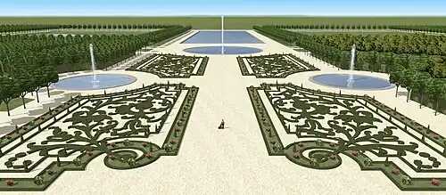 Gran perspectiva de los jardines de Villacerf, hacia 1700.