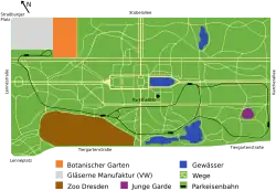 Situación de la fábrica en el Großer Garten
