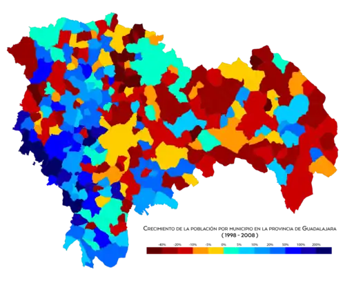 Crecimiento de la población por municipio entre 1998 y 2008