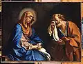 San Pedro llorando ante la Virgen, de Guercino, 1647 (el tema deriva de la escena de "las negaciones de San Pedro").