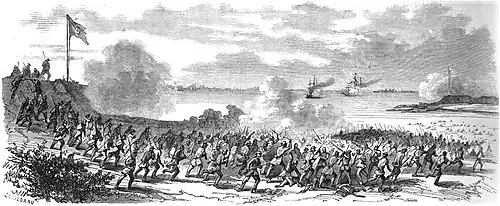 Combate de la isla de Redención (10 de abril de 1866): La 19.ª brigada brasileña, mandada por el coronel Villagran Cabrita, repele el asalto paraguayo.