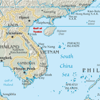 Mapa del golfo de Tonkín
