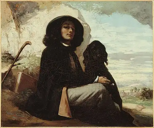 Gustave Courbet: Autorretrato con perro negro, (1842).