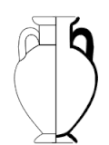 La forma de un ánfora de cuello, por fuera y por dentro.