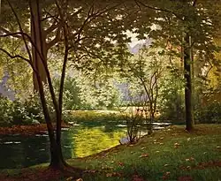 Riverside soleado, óleo sobre lienzo, 53,3 × 59,7 cm cm