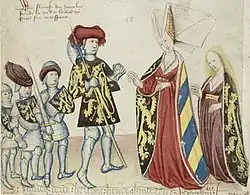 Adelaida con su marido y sus cuatro hijos, por Jan van Boendale.
