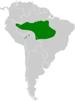 Distribución geográfica del saltarín crestirrojo.