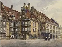 Hofbräuhaus am Platzl de Múnich, c. Mayo de 1913 – Agosto de 1914.