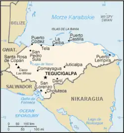 Mapa de Honduras, de donde era Ramon Amaya Amador