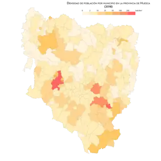 Densidad de población por municipio (2018)