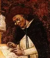 Detalle de un retrato de Hugo de Provenza, por Tomasso da Modena (1352).