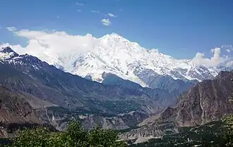 Una vista de Hunza y áreas al norte de Rakaposhi, Pakistan.