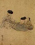 Mujer jugando geomungo (거문고 고르는 여인)