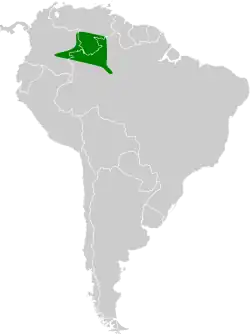 Distribución geográfica del verdillo cabecicastaño.