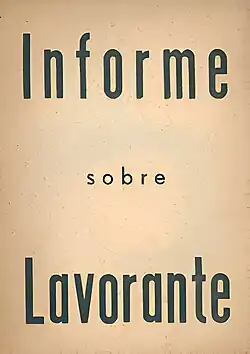 Portada de Informe sobre Lavorante